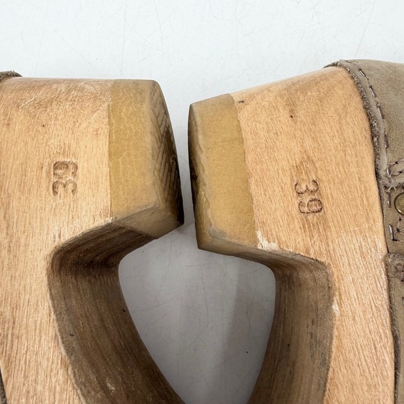 No. 6 Clog Ankle Boots Womens Size 39 Brown Leather Buckle Wood Heel Bohemian - Picture 4 of 12